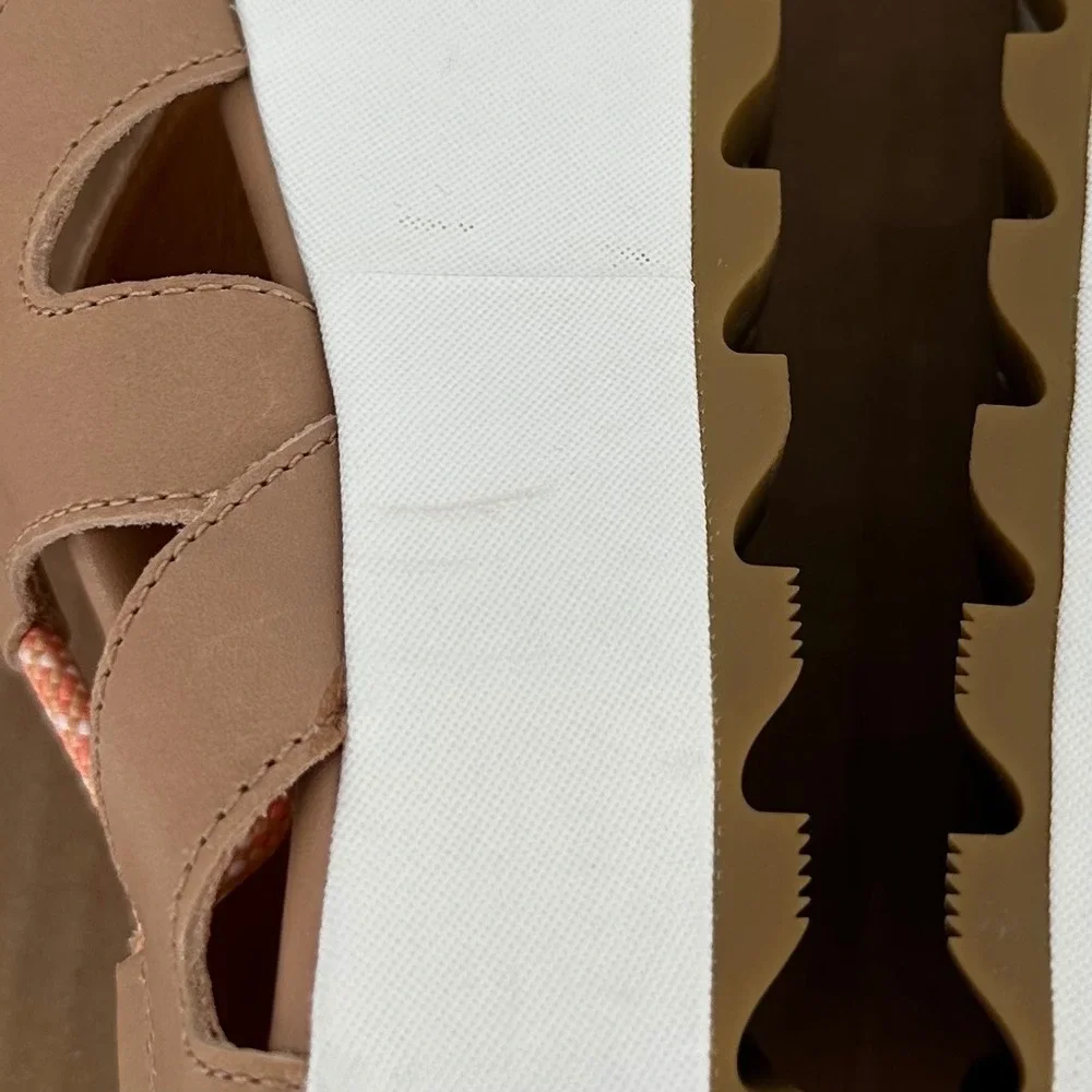 Sorel Tan Cameron Platform Lace Wedge‎ Leather Sandal Women's 9.5